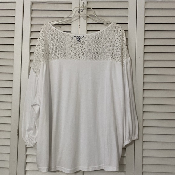 Chaps women’s white with crocet long sleeve tunic size 2X - Picture 5 of 8
